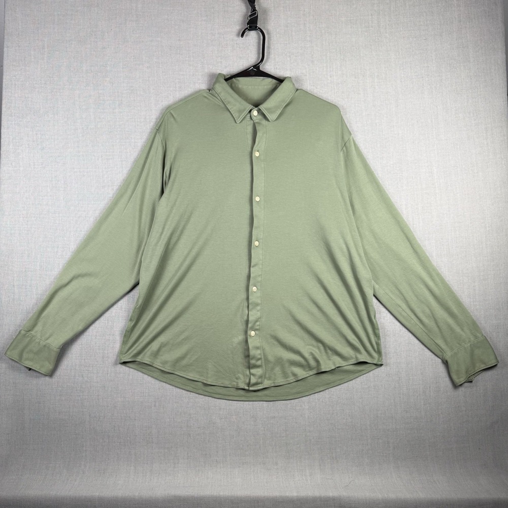 Alex Crane Shirt Men's Size Large Green Long Sleeve Pima Cotton Casual Button Up